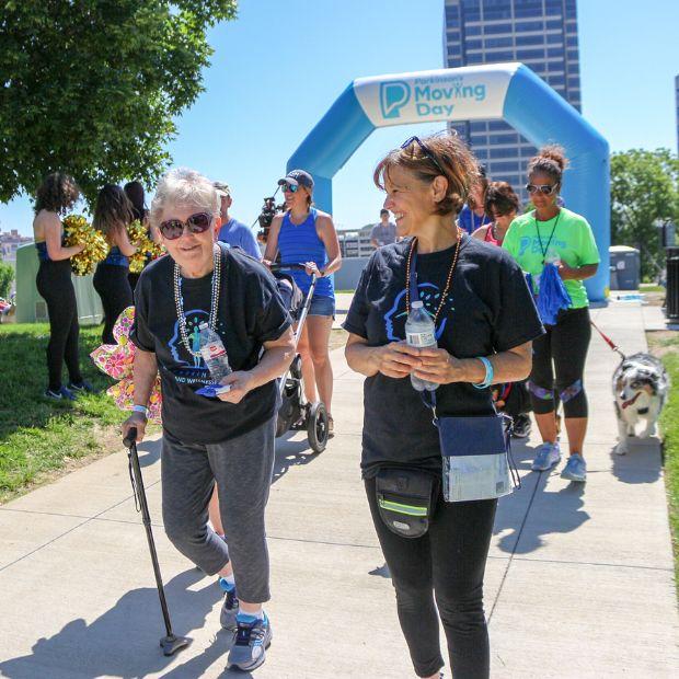 Woman and her mom walking at Moving Day