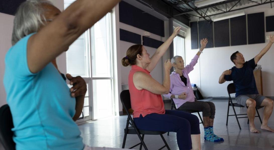 Exercise group working out