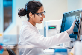 Researcher looking at the computer