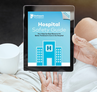 Viewing the Hospital Safety Guide on a tablet