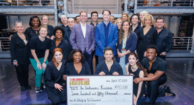 Cast of Broadway's "A Beautiful Noise" Donating Check in honor of Neil Diamond