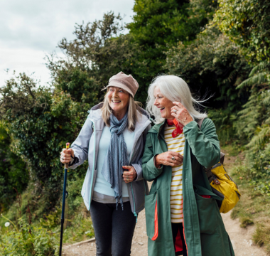 Two women hiking together 