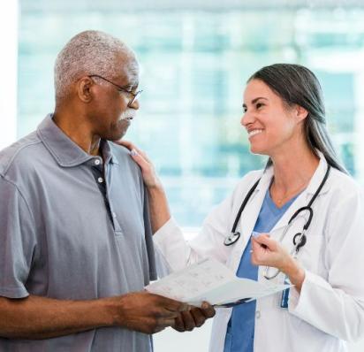 Doctor with an African American patient