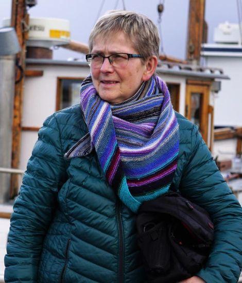 Margrethe Hansen in pier by boat