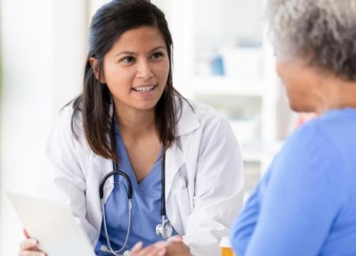 Patient and doctor talking