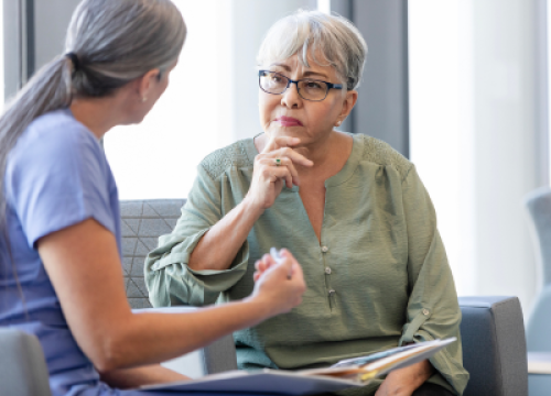 Woman talking to a doctor