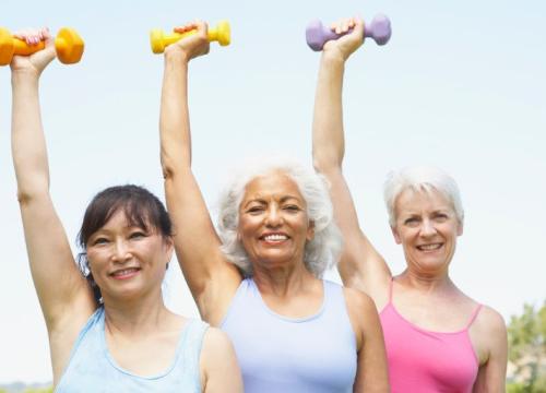 Women exercising with weights