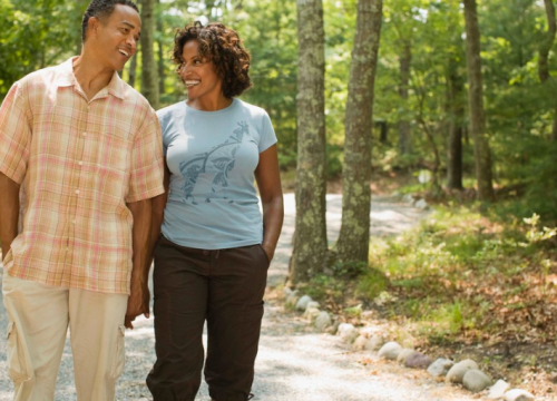 couple walking outside