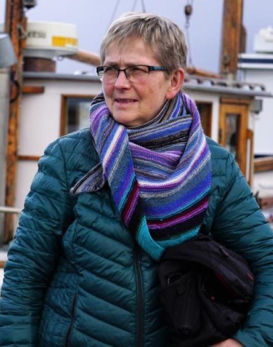 Margrethe Hansen in pier by boat