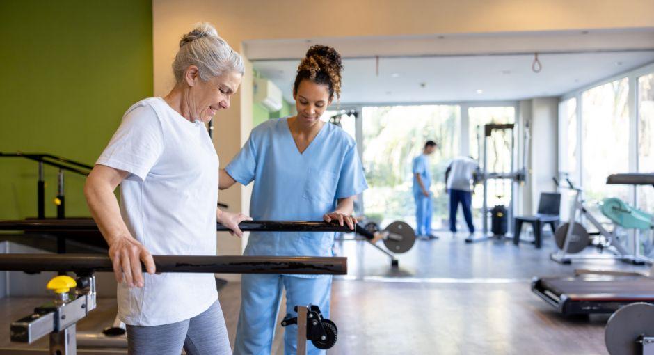 Woman doing rehab physical therapy