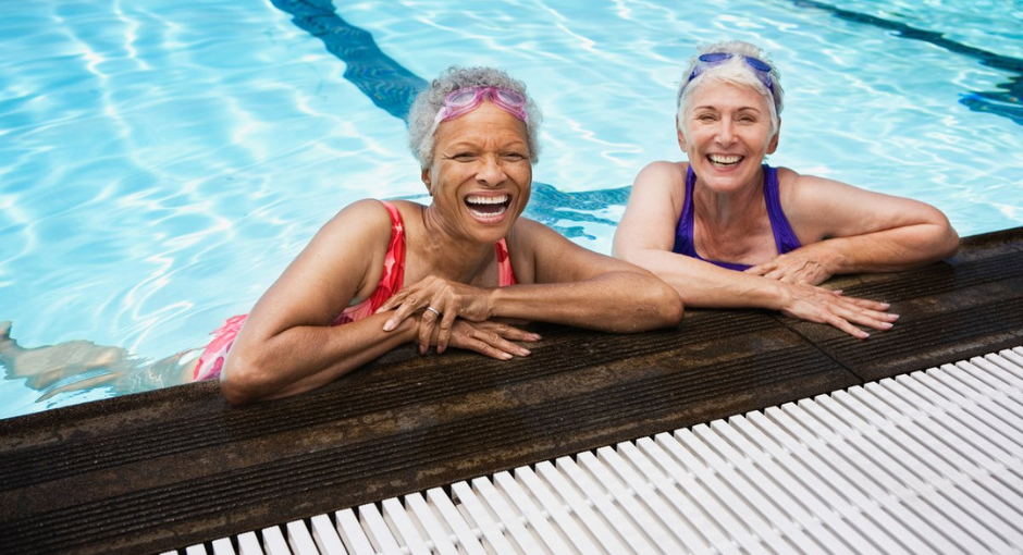 2 women swimming