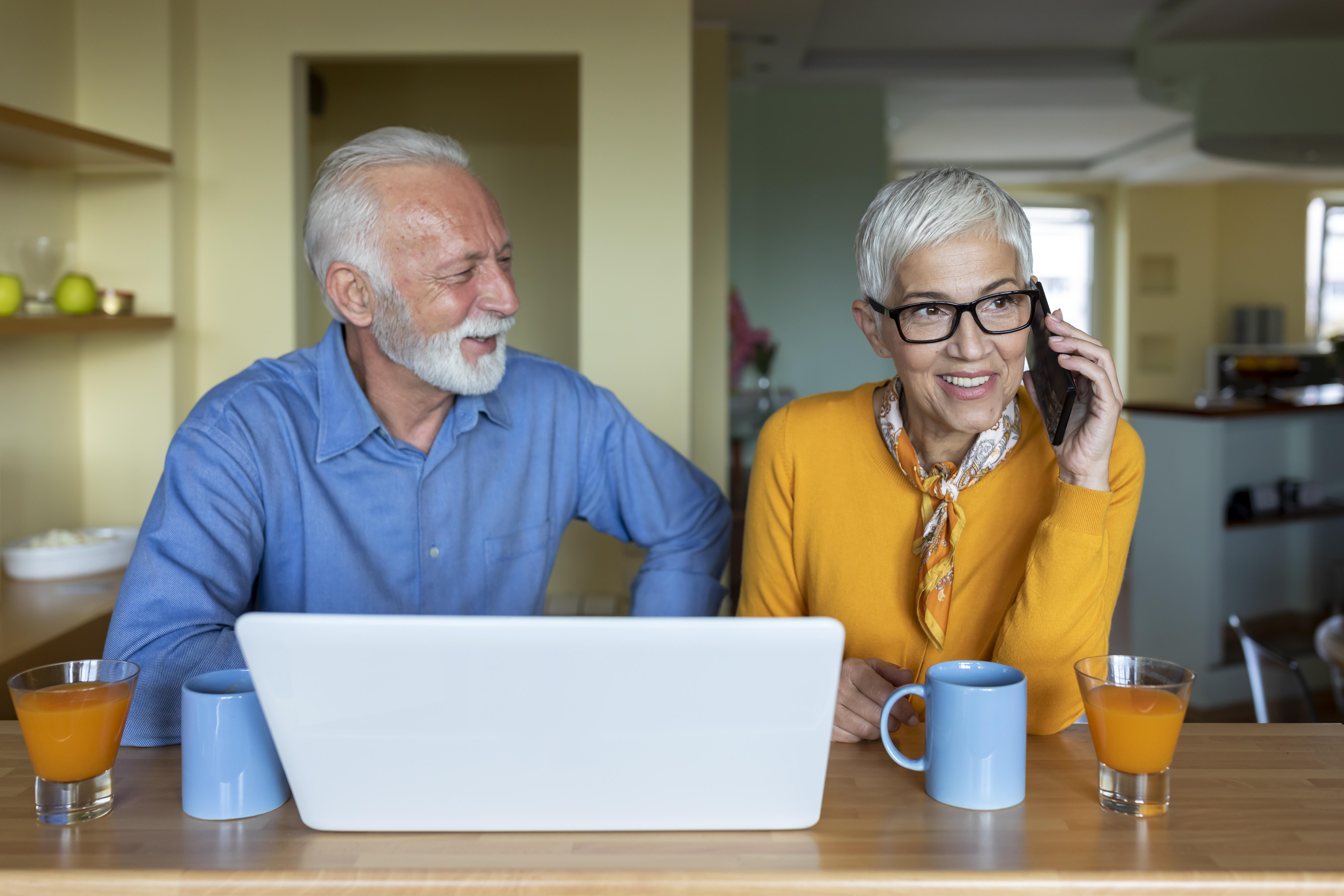 Couple using a laptop