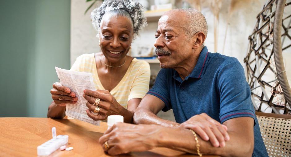 Couple looking at papers