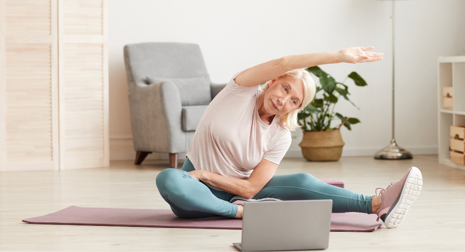 Woman stretching on a mat