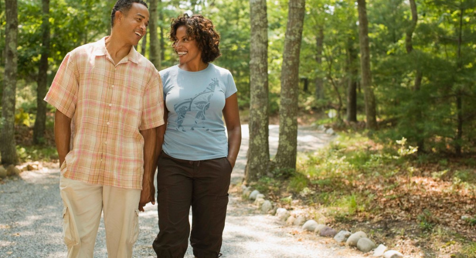 couple walking outside